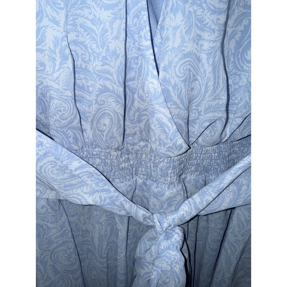 Japna Blue Paisley Long Sleeve Romper Skort Dress Cutout Back XL - Picture 4 of 8